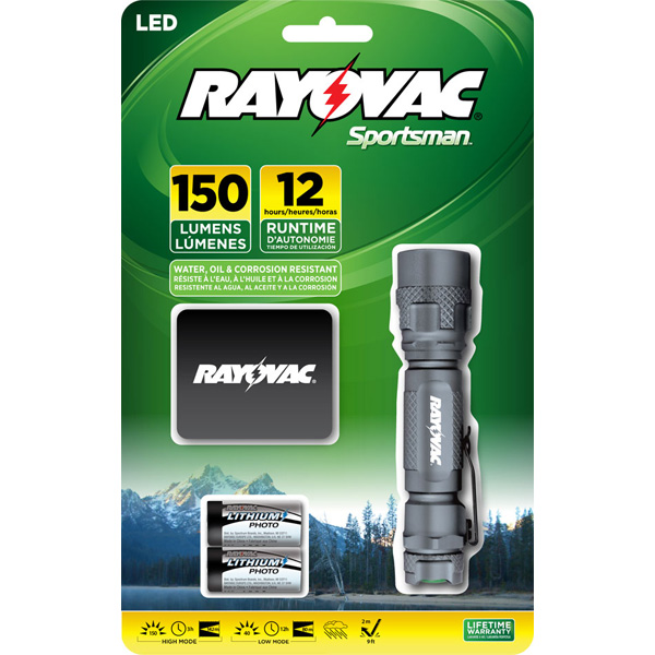 RAYOVAC SP123A-B Sportsman 3 Watt 150 Lumen LED Flashlight